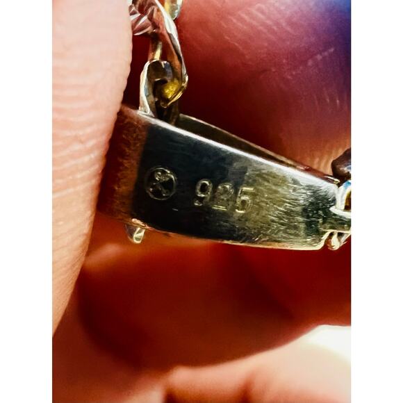 Vintage 925 Italy Gold Tone Rhinestone Cross Pendant Necklace - Picture 10 of 10